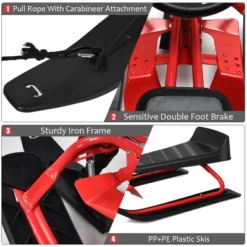 Costway Kids Snow Racer Sled Steering Wheel Double Brakes Pull Rope -Kiddie Kingdom Store GUEST 868486b8 e195 4276 8437 95e5add48ec1