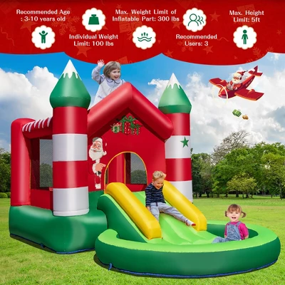 Costway Inflatable Bounce House Kids Christmas W/ Slide & Trampoline & Pool Without Blower 9 Costway Inflatable Bounce House Kids Christmas W/ Slide & Trampoline & Pool Without Blower - Image 7