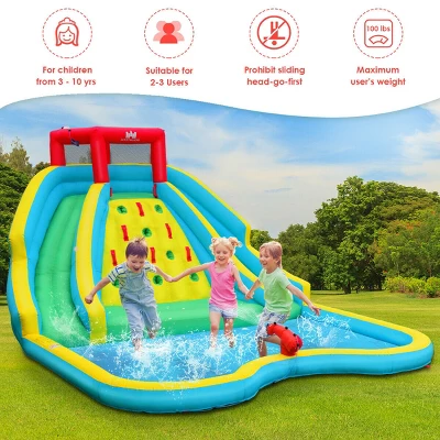 Costway Inflatable Mighty Water Park Bouncy Splash Pool Climbing Wall W/ 735W Blower 6 Costway Inflatable Mighty Water Park Bouncy Splash Pool Climbing Wall W/ 735W Blower - Image 4