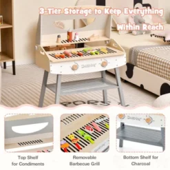 Costway Kids Barbecue Grill Playset, Wooden Kitchen Playset With Clip 4 BBQ Poles -Kiddie Kingdom Store GUEST 88f3c284 1ceb 46a0 986d f70d921b8e78