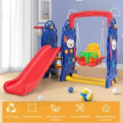3 In 1 Toddler Climber And Swing Set Kid Climber Slide Playset W/Basketball Hoop -Kiddie Kingdom Store GUEST 88f4b61f 1ffc 4dfe 86f9 053b90665a7f
