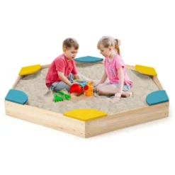 Costway Outdoor Wooden Sandbox With Seats Backyard Bottomless Sandpit For Kids Aged 3+ 18 Costway Outdoor Wooden Sandbox With Seats Backyard Bottomless Sandpit For Kids Aged 3+ -Kiddie Kingdom Store GUEST 891e7753 cc5e 4310 a377 86c3569e0928