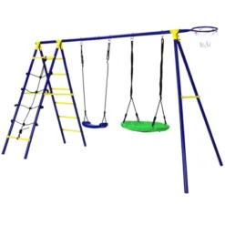 Costway 5-In-1 Outdoor Kids Swing Set W/ Heavy Duty Swing Frame & Ground Stakes Backyard -Kiddie Kingdom Store GUEST 8998d186 b059 4e02 870b 8a94d027f51c
