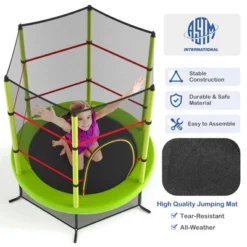 Costway Youth Jumping Round Trampoline 55'' Exercise W/ Safety Pad Enclosure Combo Kids BlueGreeRed -Kiddie Kingdom Store GUEST 8a123600 ab8c 4bdf 91e8 2f031d36ee97