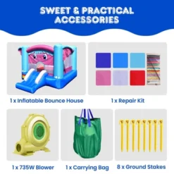 Costway Inflatable Bounce House 3-in-1 Elephant Theme Inflatable Castle W/ 735W Blower -Kiddie Kingdom Store GUEST 8b04ac08 7682 4b13 9198 2690930c9633