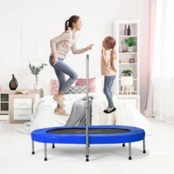 Costway Foldable Trampoline Double Mini Kids Fitness Rebounder W/ Adjustable Handle RedBlue -Kiddie Kingdom Store GUEST 8b63b1d5 7030 4f1d 8604 291eac0dbc2f