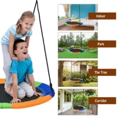 Costway 40'' Flying Saucer Tree Swing Outdoor Play Set W/ Adjustable Ropes Colorful/Camouflage Green -Kiddie Kingdom Store GUEST 8be421dd 5366 46f2 a8b3 d009ad98e19c