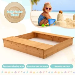 Costway Kids Wooden Sandbox W/ Bench Seats & Storage Boxes Children Outdoor Playset -Kiddie Kingdom Store GUEST 8c3da4bd 3920 40e6 aa20 93af435ae295