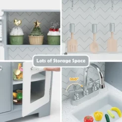 Costway Pretend Play Kitchen Wooden Toy Set For Kids W/ Realistic Light & Sound -Kiddie Kingdom Store GUEST 8d8ca150 880e 41ee 8d6b 110d5a130323