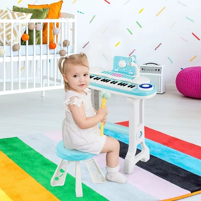 Costway 37-Key Kids Piano Keyboard Playset Electronic Organ Light BluePink 4 Costway 37-Key Kids Piano Keyboard Playset Electronic Organ Light BluePink - Image 2