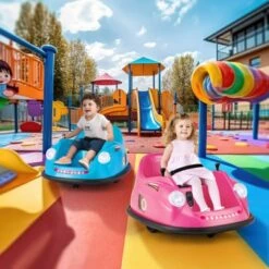 Costway Ride On Bumper Car For Kids With Remote Control 360 Degree Spin LED Light Red/Pink/Navy/Blue