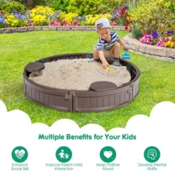 Costway 4F Wooden Sandbox W/Built-in Corner Seat, Cover, Bottom Liner For Outdoor Play 16 Costway 4F Wooden Sandbox W/Built-in Corner Seat, Cover, Bottom Liner For Outdoor Play -Kiddie Kingdom Store GUEST 9037d983 d983 4ee6 9154 9f35036d13fe