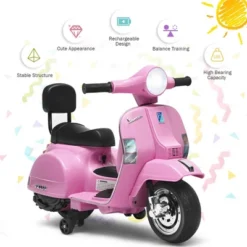 Costway 6V Kids Ride On Vespa Scooter Motorcycle For Toddler W/ Training Wheels PinkBlueGreenBlack -Kiddie Kingdom Store GUEST 91d09902 5deb 4bd1 9f6e b1cb511162e3