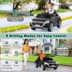 Costway 12V Kids Ride On Car W/Remote Control 4 Wheels Suspension 3 Speeds LED Headlight White/Black/Pink/White -Kiddie Kingdom Store GUEST 91d99cfc ef70 4002 9b5a e7b324a61f96