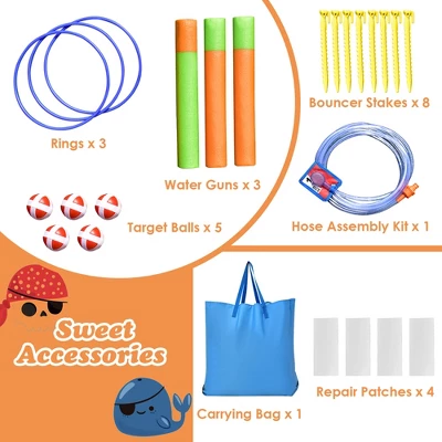 Costway 6-in-1 Pirate Ship Waterslide Kid Inflatable Castle W/Water Blasters Blower Excluded 10 Costway 6-in-1 Pirate Ship Waterslide Kid Inflatable Castle W/Water Blasters Blower Excluded - Image 8