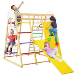 Costway 8-in-1 Jungle Gym Playset, Wooden Climber Play Set With Monkey Bars Colorful/Natural 22 Costway 8-in-1 Jungle Gym Playset, Wooden Climber Play Set With Monkey Bars Colorful/Natural -Kiddie Kingdom Store GUEST 938c7a43 0ab0 449d 93ca 3229e1162499