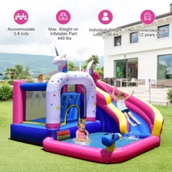 Costway Unicorn Theme Inflatable Water Slide Kids Bounce Castle W/ 480W Air Blower -Kiddie Kingdom Store GUEST 93c3177d e46b 4917 9d2a bc29a01f8346