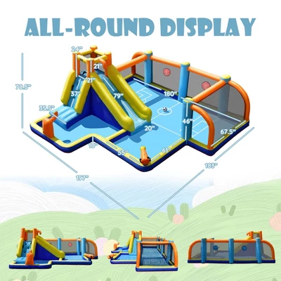 Costway Giant Soccer-Themed Inflatable Water Slide Bouncer Splash Pool With/without 735W Blower 4 Costway Giant Soccer-Themed Inflatable Water Slide Bouncer Splash Pool With/without 735W Blower - Image 2