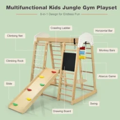 Costway Indoor Playground Climbing Gym Kids Wooden 8 In 1 Climber Playset For Children -Kiddie Kingdom Store GUEST 96aa2d12 f687 4221 a34d 8507b2c8c849