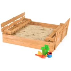 Costway Kids Large Wooden Sandbox W/Cover 2 Convertible Bench Seats For Outdoor Play -Kiddie Kingdom Store GUEST 9720befd 8102 4682 a8c2 2d0f9722f5ee