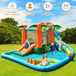 Costway Inflatable Bounce House Kids Water Splash Pool Dual Slide Jumping Castle W/ Bag -Kiddie Kingdom Store GUEST 9778c1e8 491d 4c2f b480 d3ae9b5a9a05