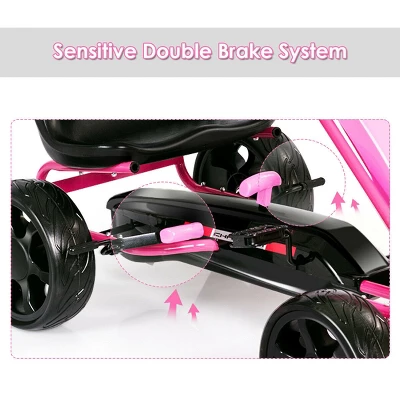 Go Kart Pedal Car Kids Ride On Toys Pedal Powered 4 Wheel Adjustable Seat Pink/Black 8 Go Kart Pedal Car Kids Ride On Toys Pedal Powered 4 Wheel Adjustable Seat Pink/Black - Image 6