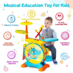 Costway 2-in-1 Kids Electronic Drum Kit Music Instrument Toy W/ Keyboard Microphone Blue 17 Costway 2-in-1 Kids Electronic Drum Kit Music Instrument Toy W/ Keyboard Microphone Blue -Kiddie Kingdom Store GUEST 981d26b8 c13e 4246 bb0c d43c8a7a2aed