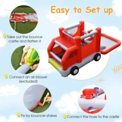 Costway Fire Truck Themed Inflatable Castle Water Park Kids Bounce House Blower Excluded -Kiddie Kingdom Store GUEST 991bc327 a671 455c 8258 dc9130926cc7