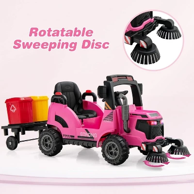 Costway Ride On Car 12V 2 In 1 Kids Street Sweeper Truck Electric Vehicle With Remote Control 4 Costway Ride On Car 12V 2 In 1 Kids Street Sweeper Truck Electric Vehicle With Remote Control - Image 2