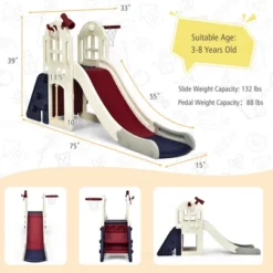 Costway 6-In-1 Large Slide For Kids Toddler Climber Slide Playset W/ Basketball Hoop -Kiddie Kingdom Store GUEST 9aadf56f 4c27 403f a998 9bf41bd1637b