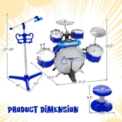 Costway Jazz Drum Set For Toddler Kids Educational Toy W/Keyboard Cymbal Microphone -Kiddie Kingdom Store GUEST 9c5c57e9 7e97 4786 a6df 8085da5c4657