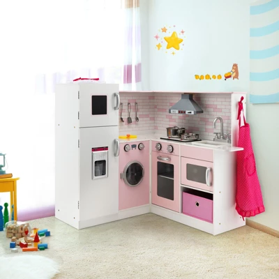 Costway Kids Corner Kitchen Play Set W/ Lifelike Sound & Sparkling Light Gift For Age 3+ 5 Costway Kids Corner Kitchen Play Set W/ Lifelike Sound & Sparkling Light Gift For Age 3+ - Image 3