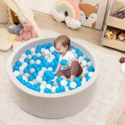Costway 35.5" X 12" Soft Round Ball Pool For Toddlers & Baby With 200 Ocean Balls