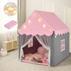 Costway Kids Playhouse Tent Large Castle Fairy Tent Gift W/Star Lights Mat -Kiddie Kingdom Store GUEST 9e662378 06b7 4b67 93b4 7e311d0101e8
