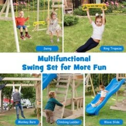 Costway Backyard Wooden Swing Set Slide Playset For Kids Outdoor Climbing Wall Sandpit -Kiddie Kingdom Store GUEST 9fdaf2dc acb2 4273 9f5a 459a199442f9