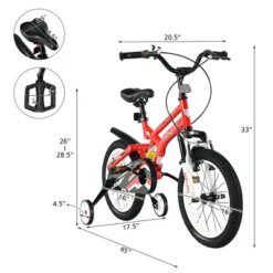 Costway 16'' Kids Bike Toddlers Adjustable Freestyle Bicycle W/ Training Wheels