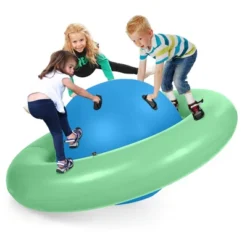 Costway 7.5 FT Inflatable Dome Rocker Bouncer With 6 Handles Fun Outdoor Game For Kids Green/Pink -Kiddie Kingdom Store GUEST a131dfeb 7e46 4b9d 9a06 b8048b6bab67