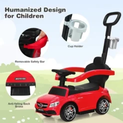 Costway 3 In 1 Ride On Push Car Mercedes Benz Toddler Stroller Sliding Car WhiteBlueRed -Kiddie Kingdom Store GUEST a235d04f 288c 4d6b a018 dad1099b3147