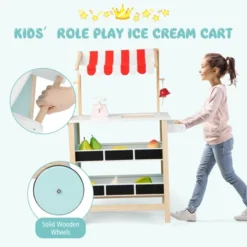Costway Kids Ice Cream Cart Wooden Toddler Farmers Market Stand W/ Chalkboard & Storage -Kiddie Kingdom Store GUEST a2533a4f c134 49fd 8f7f a9f10dc687dd