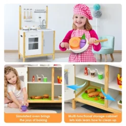Costway Kids Play Kitchen Set Toddler Pretend Cooking Set W/ Cabinet&Accessories -Kiddie Kingdom Store GUEST a2635b31 a66f 4df5 861c ef83e2565281