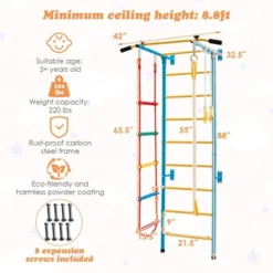 Costway 5 In 1 Kids Indoor Gym Playground Swedish Wall Ladder Children Home Climbing Gym -Kiddie Kingdom Store GUEST a26ec98c 7b5d 491e b50f 55dd9455417e