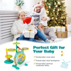 Costway 3-Piece Electric Kids Drum Set Musical Toy Gift W/Microphone Stool Pedal -Kiddie Kingdom Store GUEST a4823439 8207 413a a495 7ab2284687cd