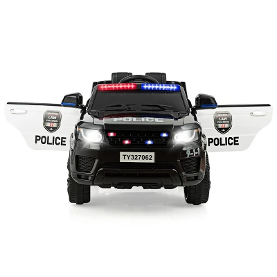 Costway Kids 12V Electric Ride On Car Police Car With Remote Control BlackWhite 4 Costway Kids 12V Electric Ride On Car Police Car With Remote Control BlackWhite - Image 2