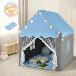 Costway Kids Playhouse Tent Large Castle Fairy Tent Gift W/Star Lights Mat -Kiddie Kingdom Store GUEST a517adb9 0618 44b3 8a9b b665f6a12921