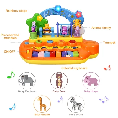 Costway Kids Rainbow Piano Keyboard 8 Keys Music Toy Gift W/ Animal Playground LED Light 8 Costway Kids Rainbow Piano Keyboard 8 Keys Music Toy Gift W/ Animal Playground LED Light - Image 6
