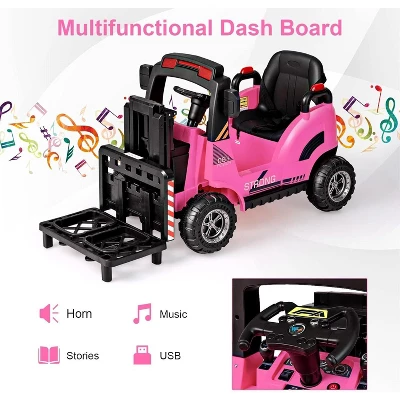 Costway Ride On Forklift 12V Kids Electric Vehicle Construction Truck With Remote Control 2 Speeds Music USB MP3 Lights 6 Costway Ride On Forklift 12V Kids Electric Vehicle Construction Truck With Remote Control 2 Speeds Music USB MP3 Lights - Image 4