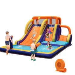 Costway Inflatable Waterslide 4-in-1 Kids Bounce Castle With Splash Pool（With 750W Blower） -Kiddie Kingdom Store GUEST a67d1d7d 4830 48e5 bb78 53f180e17bab
