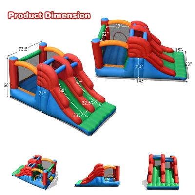 Costway Inflatable Bounce House 3-in-1 Dual Slides Jumping Castle Bouncer Without Blower 4 Costway Inflatable Bounce House 3-in-1 Dual Slides Jumping Castle Bouncer Without Blower - Image 2