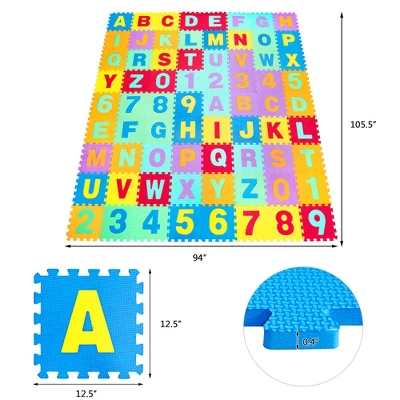 Babyjoy Kids Foam Interlocking Puzzle Play Mat W/Alphabet & Numbers 72-Piece Set 11 Babyjoy Kids Foam Interlocking Puzzle Play Mat W/Alphabet & Numbers 72-Piece Set - Image 9