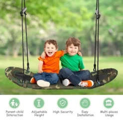 Costway Saucer Tree Swing Surf Kids Outdoor Adjustable Oval Platform Set W/ Handle BlueGreen ColorfulCamouflage Green 17 Costway Saucer Tree Swing Surf Kids Outdoor Adjustable Oval Platform Set W/ Handle BlueGreen ColorfulCamouflage Green -Kiddie Kingdom Store GUEST a7d1f609 8520 4892 9208 8ba2143f5603